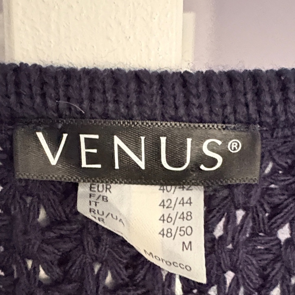 VENUS Navy V-Neck Sweater with Gold Zipper - Picture 2 of 4